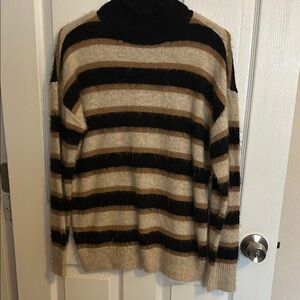 Striped Black and Tan Women's Sweater